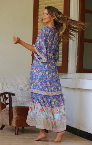 Pishon Kimono Dress - Lapis Lazuli