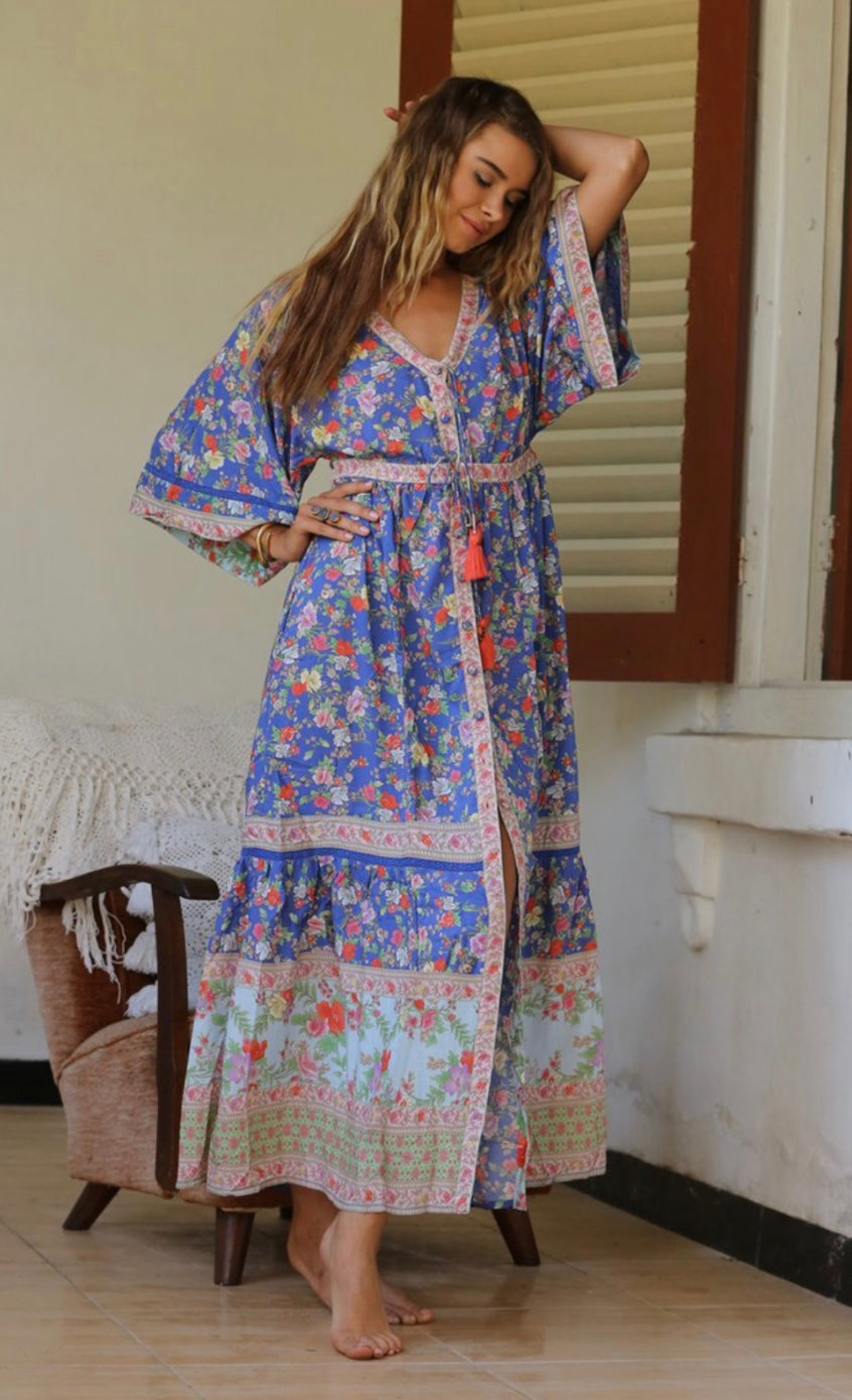 Pishon Kimono Dress - Lapis Lazuli