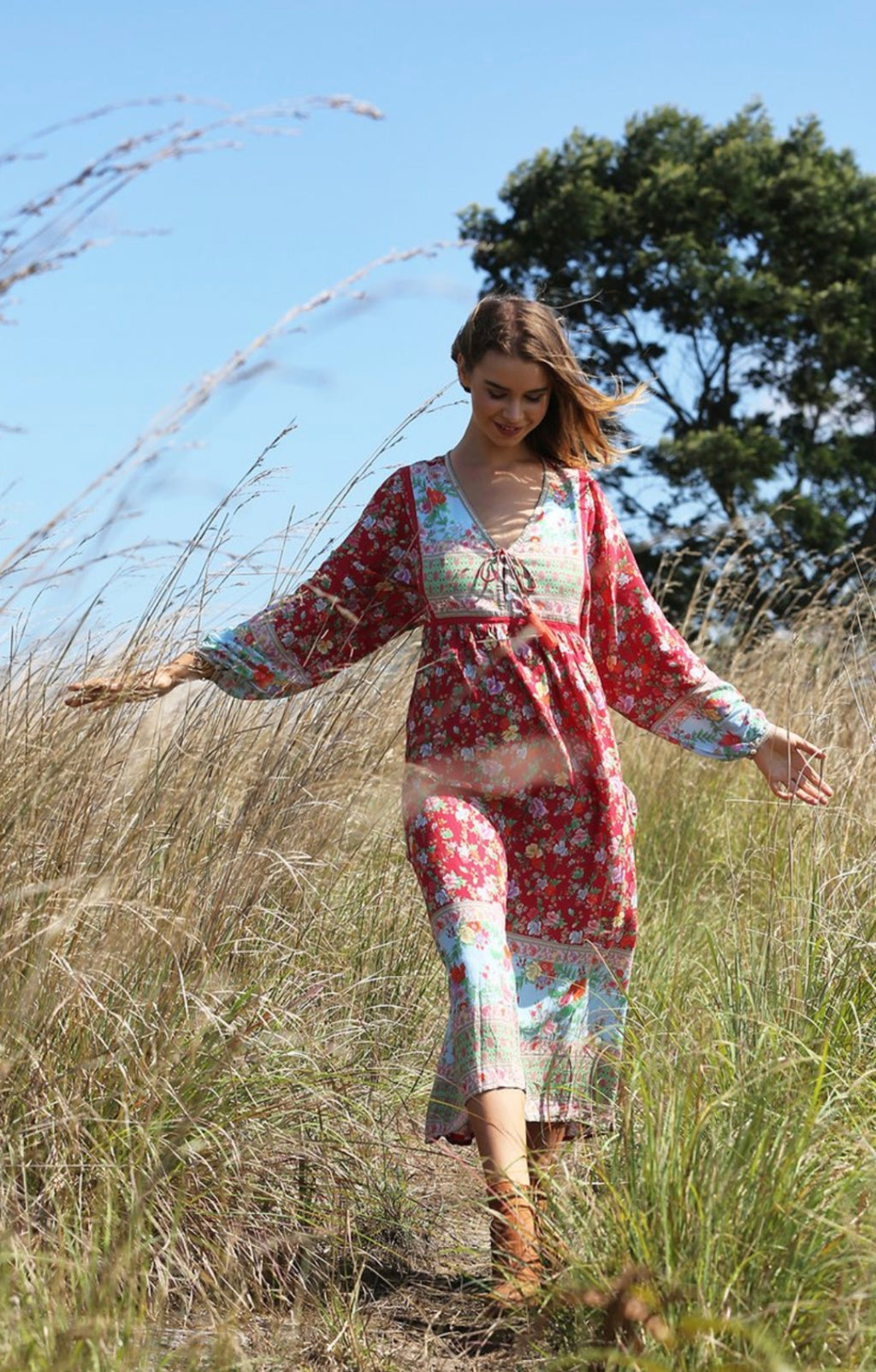 Miriam Boho Dress - Rocco Red