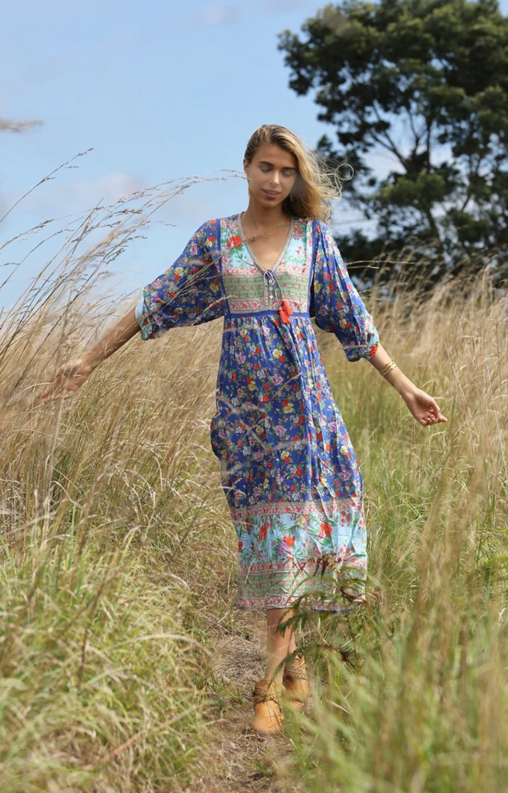 Miriam Boho Dress - Lapis Lazuli
