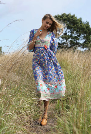 Miriam Boho Dress - Lapis Lazuli