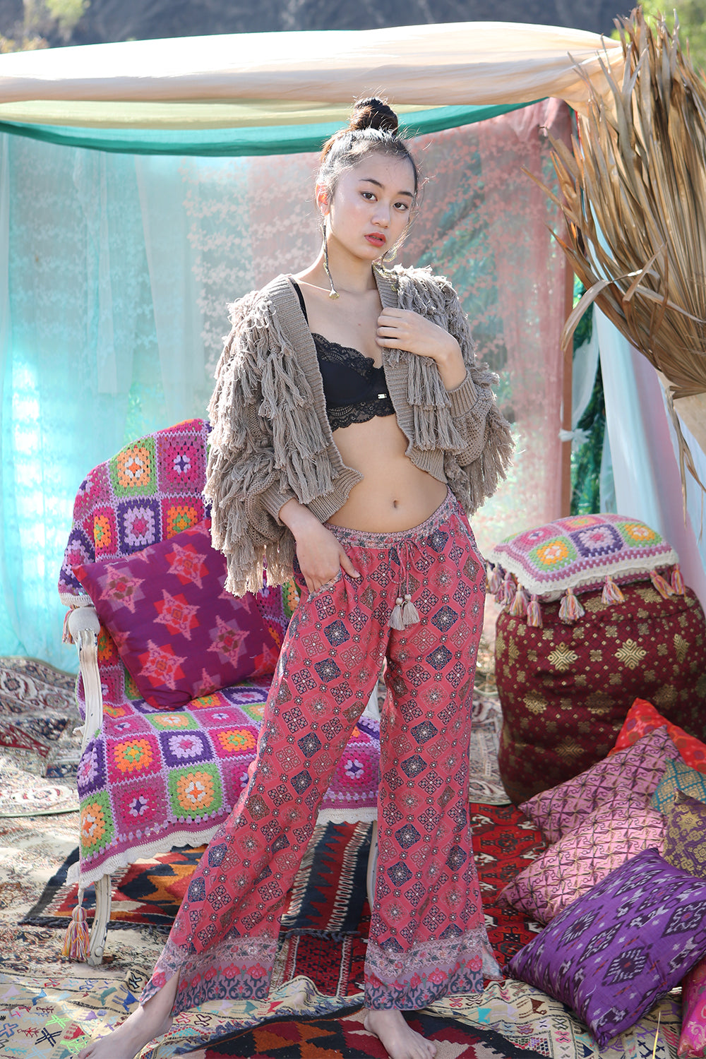 Zaara Flare Pants - Scarlet